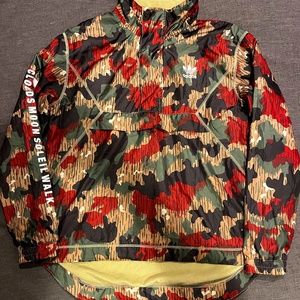 Adidas X Pharrell Williams Hu Hiking Half Zip Windbreaker In Camo